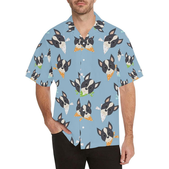 Cute Boston Terrier Pattern Men'S All Over Print Hawaiian Aloha Shirt, Hwaiian For Gift