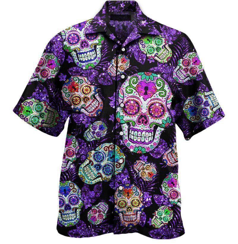 Flora Sugar Skull Pattern Awesome Background Design Hawaiian Shirt, Hawaiian Shirt Gift, Christmas Gift