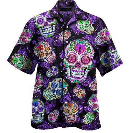 Flora Sugar Skull Pattern Awesome Background Design Hawaiian Shirt, Hawaiian Shirt Gift, Christmas Gift