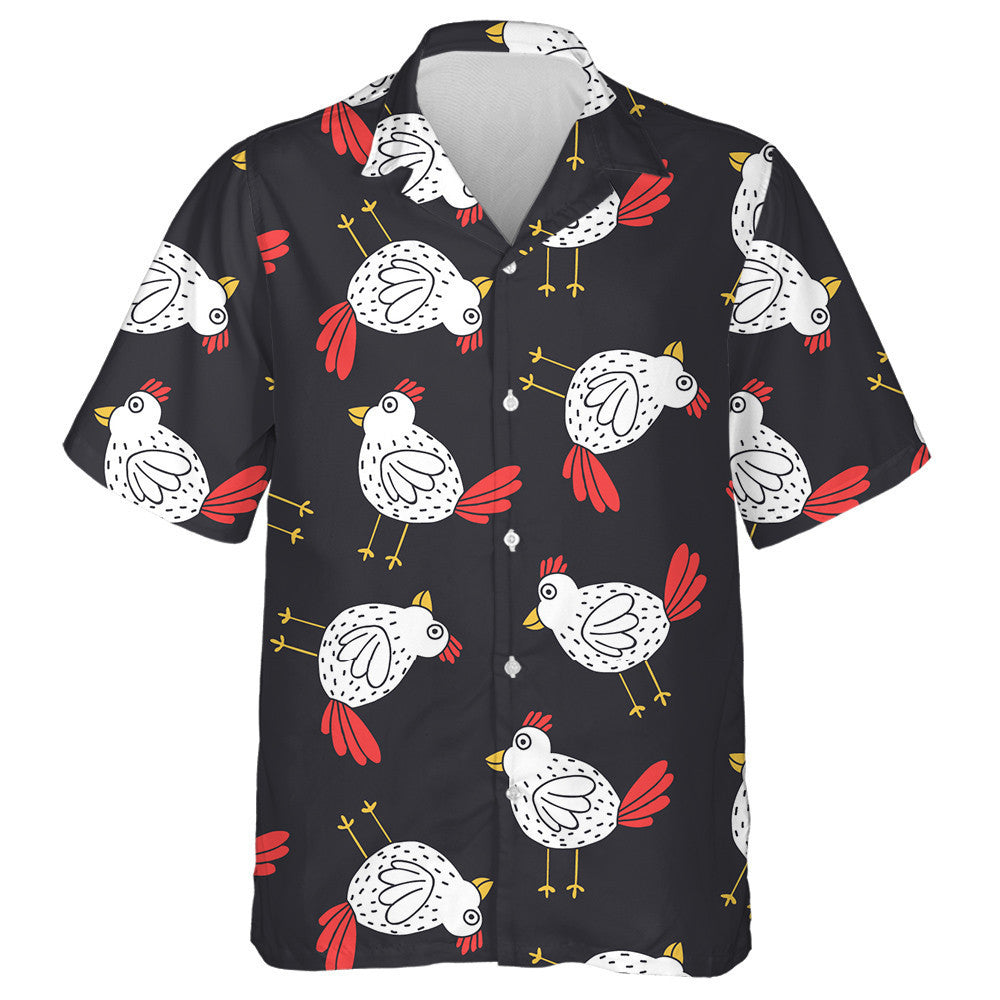 Funny White Chicken With Red Crest Hawaiian Shirt,Hawaiian Shirt Gift, Christmas Gift