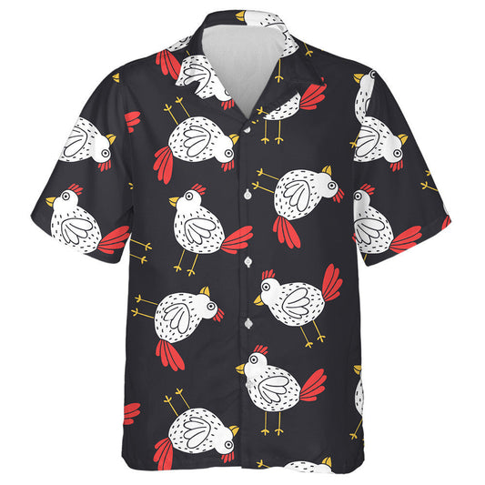 Funny White Chicken With Red Crest Hawaiian Shirt,Hawaiian Shirt Gift, Christmas Gift