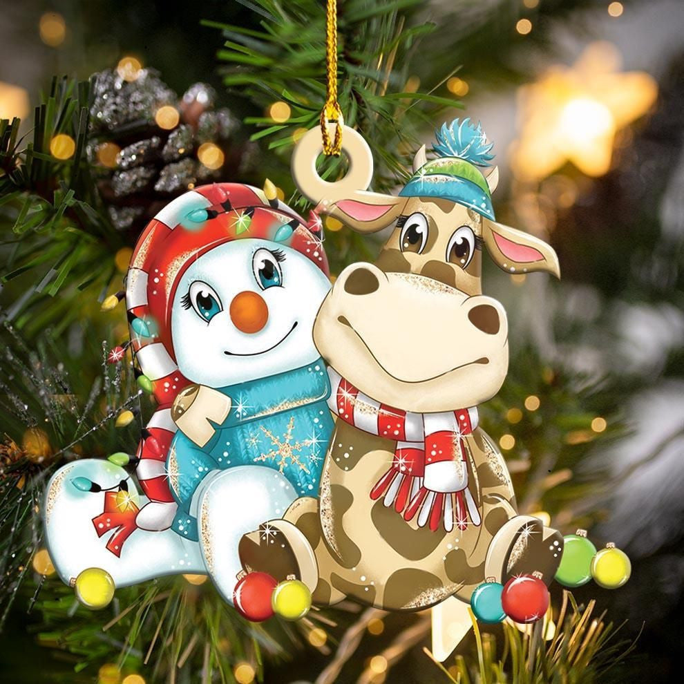 Cow And Snowman Christmas Shape Ornament, Christmas Ornament, Christmas Gift, Christmas Decoration