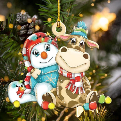 Cow And Snowman Christmas Shape Ornament, Christmas Ornament, Christmas Gift, Christmas Decoration