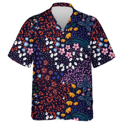 Blooming Garden Flower Mix With Leoprad Skin Hawaiian Shirt, Hawaiian Shirt Gift, Christmas Gift