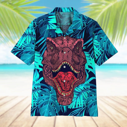 Dangerous Dinosaur Seamless Background Design Hawaiian Shirt,Hawaiian Shirt Gift, Christmas Gift