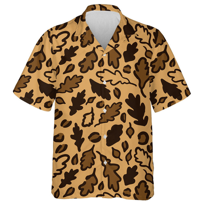 Wild African Leopard With Fall Oak Leaves Hawaiian Shirt, Hawaiian Shirt Gift, Christmas Gift