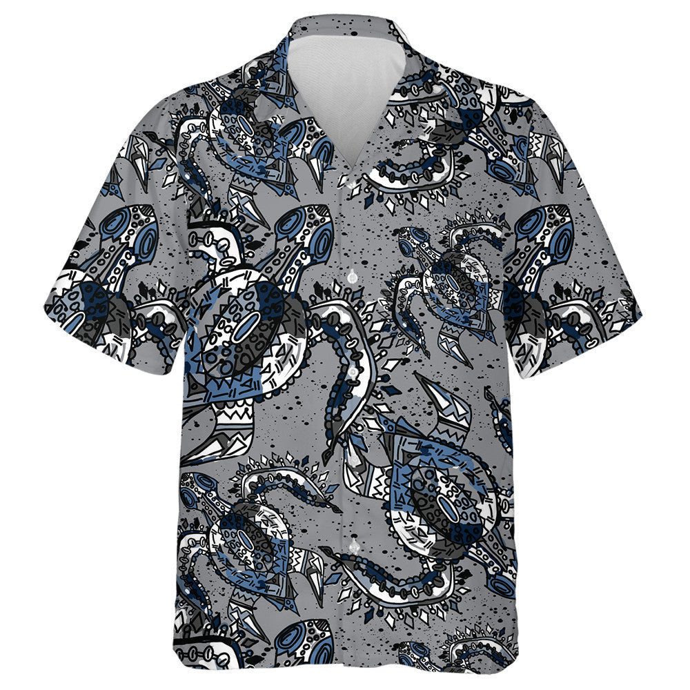 Colorful Abstract Cute Turtle On Grey Hawaiian Shirt, Hawaiian For Gift