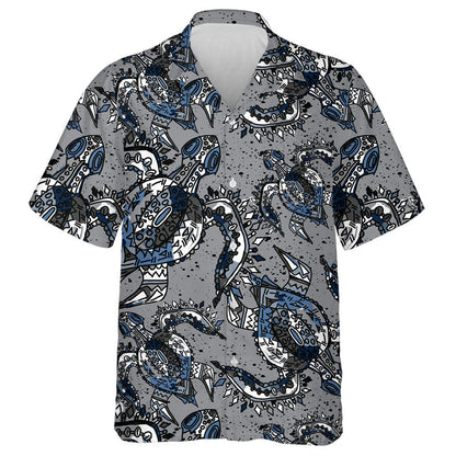 Colorful Abstract Cute Turtle On Grey Hawaiian Shirt, Hawaiian For Gift