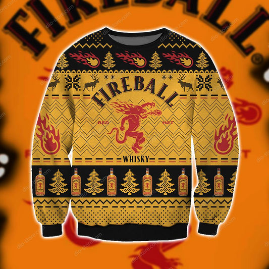 Fireball Cinnamon Whisky Knitting Pattern 3D Print Ugly Sweater Hoodie All Over Printed, Christmas Ugly Sweater,Christmas Gift,Gift Christmas 2022