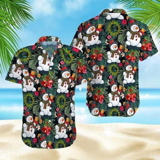 Funny Snowman Christmas Ding Dong Vintage Style Design Hawaiian Shirt, Hawaiian Shirt Gift, Christmas Gift