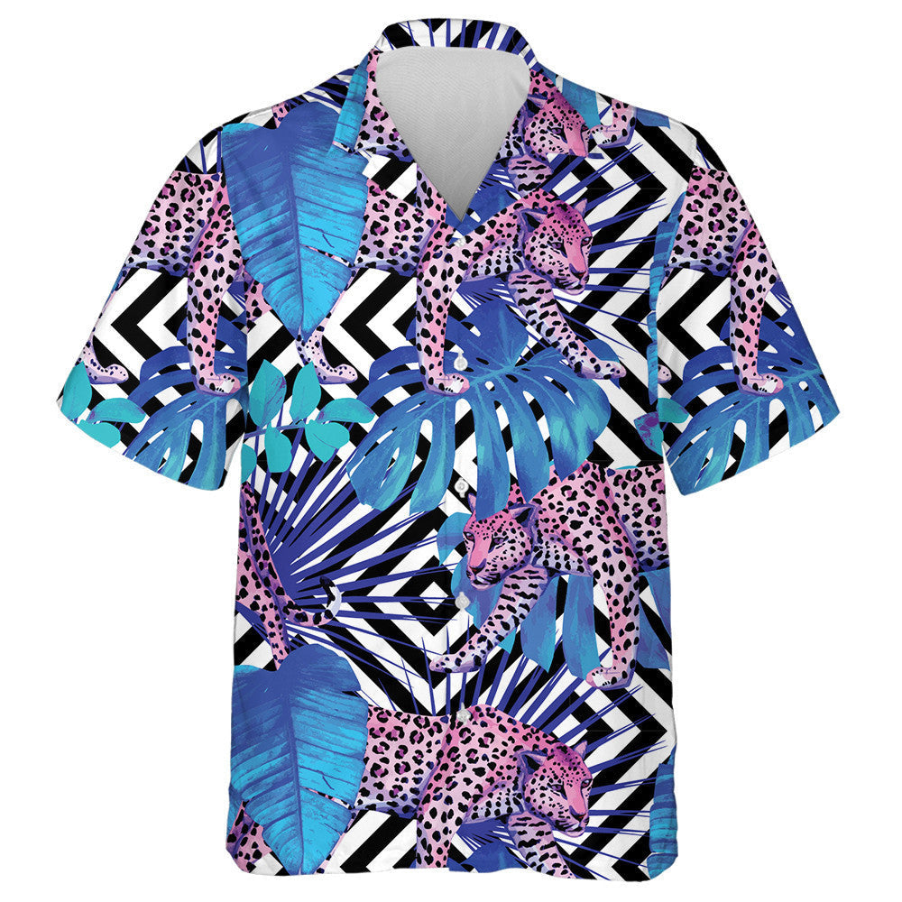 Summer Tropical Flower Safari With Exotic Animals Leopard Hawaiian Shirt, Hawaiian Shirt Gift, Christmas Gift