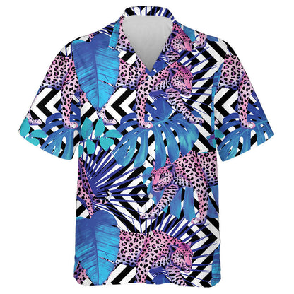 Summer Tropical Flower Safari With Exotic Animals Leopard Hawaiian Shirt, Hawaiian Shirt Gift, Christmas Gift