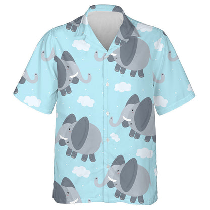 Funny And Happy Elephant With Cloud In The Sky Hawaiian Shirt, Hawaiian Shirt Gift, Christmas Gift