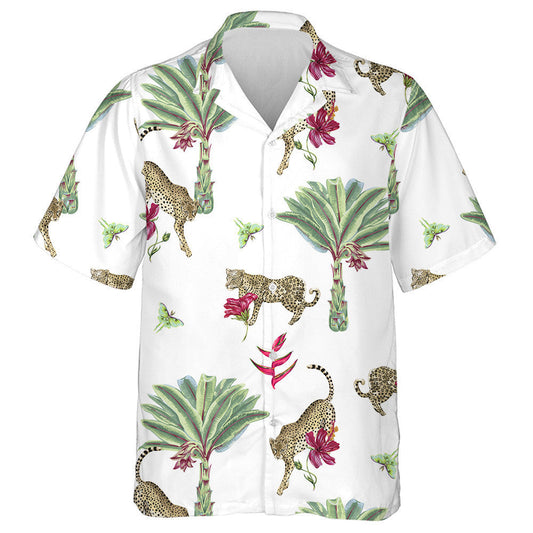 Modern Cartoon Leopard And Bird Of Paradise Flower Hawaiian Shirt, Hawaiian Shirt Gift, Christmas Gift