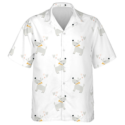 Cartoon Hand Drawn Loving Dogs Isolated Background Hawaiian Shirt, Hawaiian Shirt Gift, Christmas Gift
