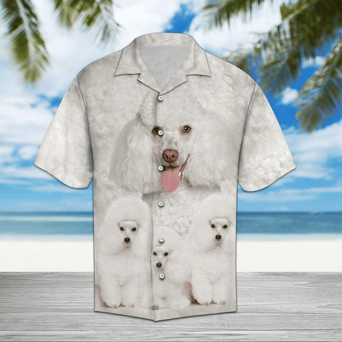 White Poodle Great Smile With You Hawaiian Shirt, Hwaiian For Gift