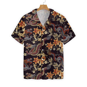 Abstract Floral And Dragon Ornamental Hawaiian Shirt, Hawaiian Shirt Gift, Christmas Gift