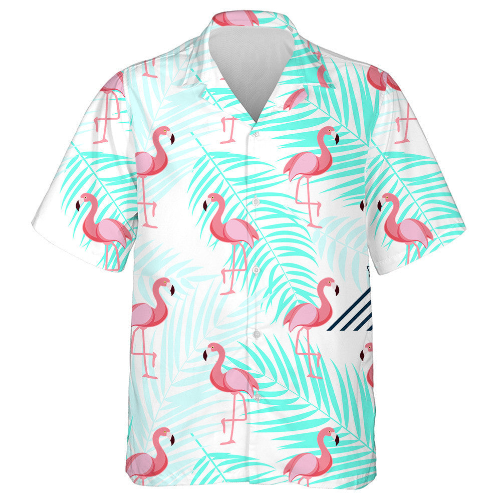 Flamingo Standing On One Leg With Palm Leave Hawaiian Shirt, Hawaiian Shirt Gift, Christmas Gift