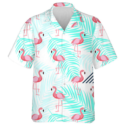 Flamingo Standing On One Leg With Palm Leave Hawaiian Shirt, Hawaiian Shirt Gift, Christmas Gift