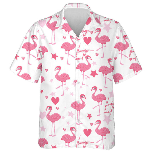 Cute Flamingo Sleeping With Pink Stars And Hearts Hawaiian Shirt, Hawaiian Shirt Gift, Christmas Gift