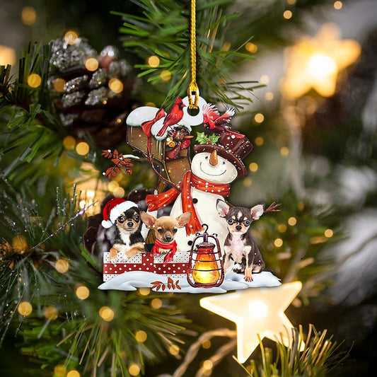 Chihuahua Snowman Christmas Ornament, Happy Christmas Ornament, Christmas Gift, Christmas Decoration
