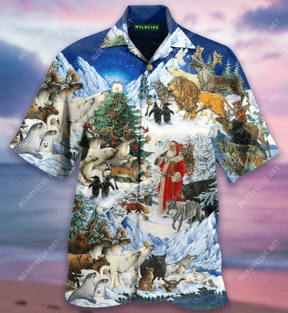 Wildlife Of Wild Animals On Christmas Holiday Hawaiian Shirt,Hawaiian Shirt Gift, Christmas Gift
