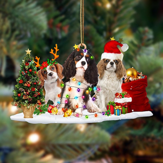 Cavalier King Charles Spaniel-Christmas Dog Friends Hanging Christmas Plastic Hanging Ornament, Happy Christmas Ornament, Christmas Gift, Christmas Decoration
