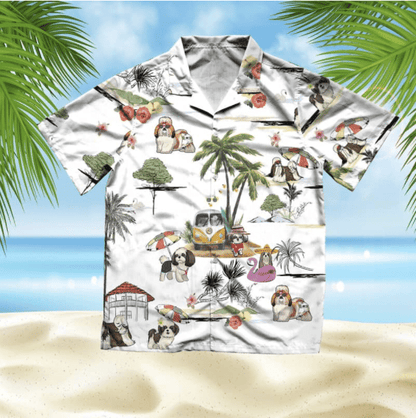 Shih Tzu Beach Style Pretty Ornamental Hawaiian Shirt,Hawaiian Shirt Gift, Christmas Gift