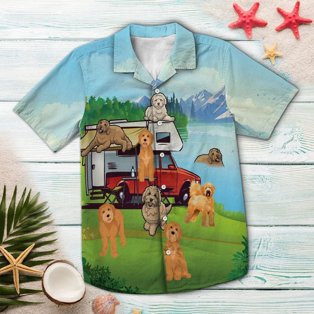The Life Is Good With Goldendoodle Playful Dog On Riverside Hawaiian Shirt, Hawaiian Shirt Gift, Christmas Gift