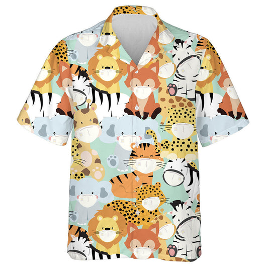 Wild Animals Tiger And Leopard Is Wearing Mask Hawaiian Shirt, Hawaiian Shirt Gift, Christmas Gift