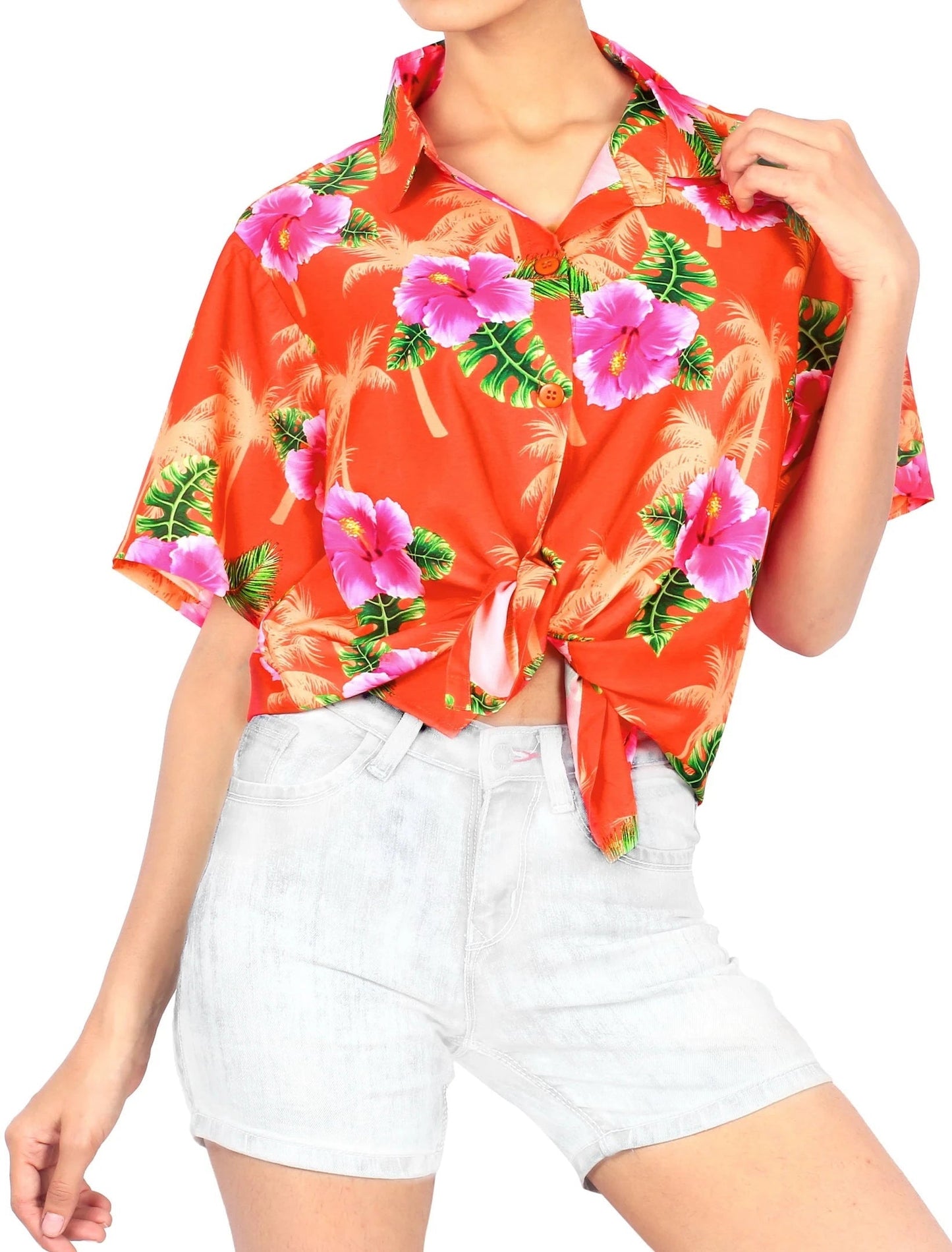 The Blooming On Orange Design Hawaiian Shirt,Hawaiian Shirt Gift, Christmas Gift