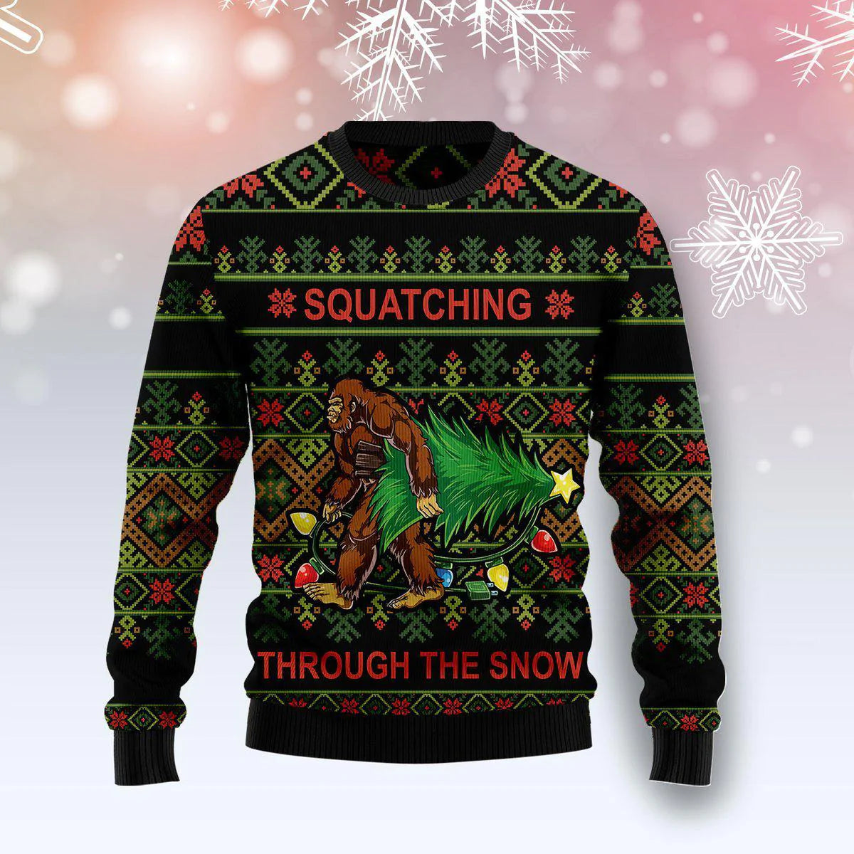 Bigfoot Snow Christmas Sweater  For Men & Women  Adult , Christmas Ugly Sweater,Christmas Gift,Gift Christmas 2024