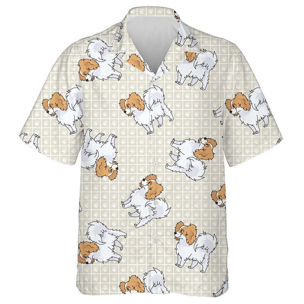 Hand Drawn Cute Papillon Breed Dog And Puppy Hawaiian Shirt, Hawaiian Shirt Gift, Christmas Gift