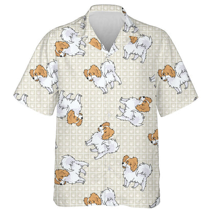 Hand Drawn Cute Papillon Breed Dog And Puppy Hawaiian Shirt, Hawaiian Shirt Gift, Christmas Gift
