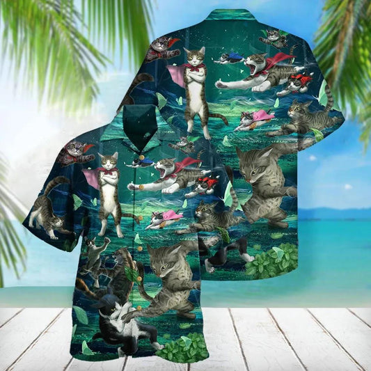 Cat Lover Hawaiian Aloha Shirt Unisex Shorts Sleeve Colorful Hawaiian Shorts Beach Short Sleeve_Hawaiian Shirt Gift, Christmas Gift