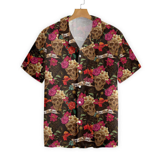 Vibrant Skull And Flowers Day Of Dead Design Hawaiian Shirt, Hawaiian Shirt Gift, Christmas Gift