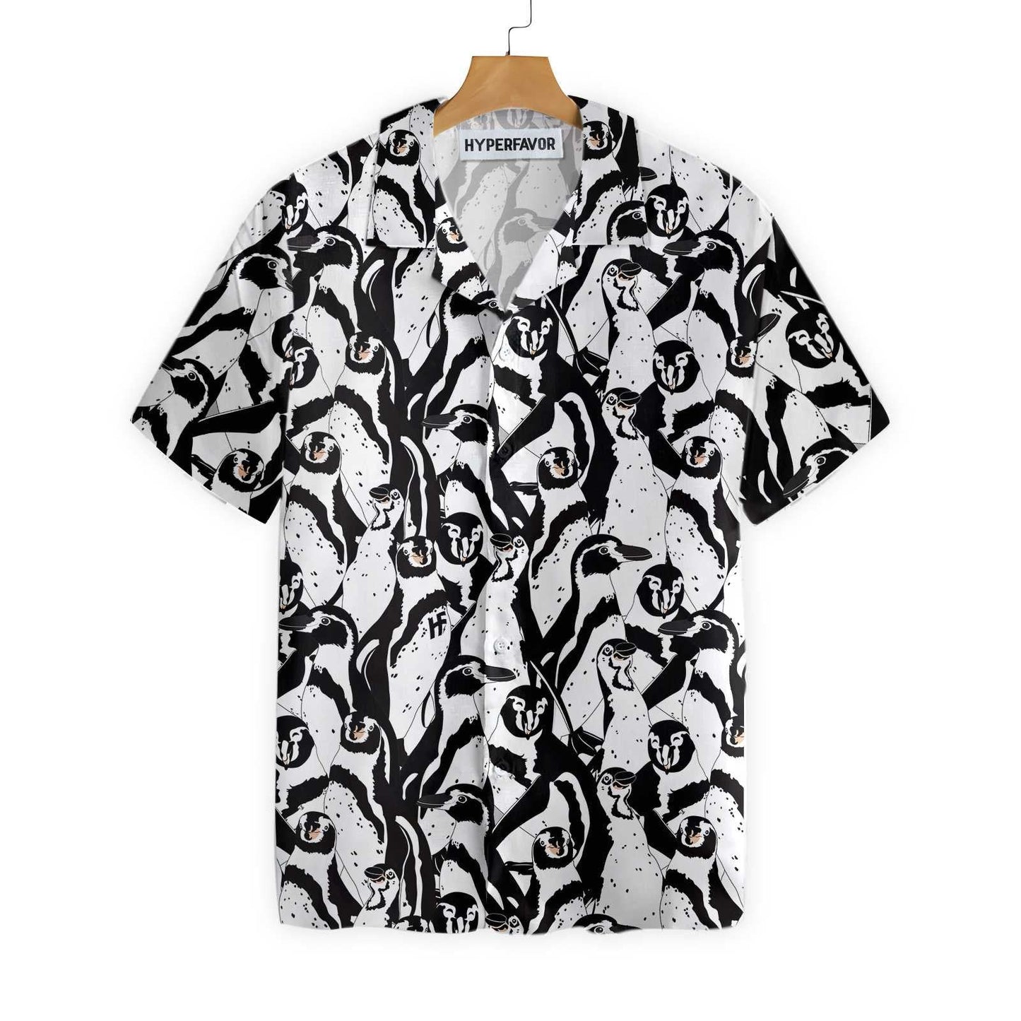 Black And White Penguin Design Hawaiian Shirt, Hawaiian Shirt Gift, Christmas Gift