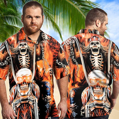Skull Gangster Biker Ride Or Die Motorcycles Racing Hawaiian Shirt, Hawaiian Shirt Gift, Christmas Gift
