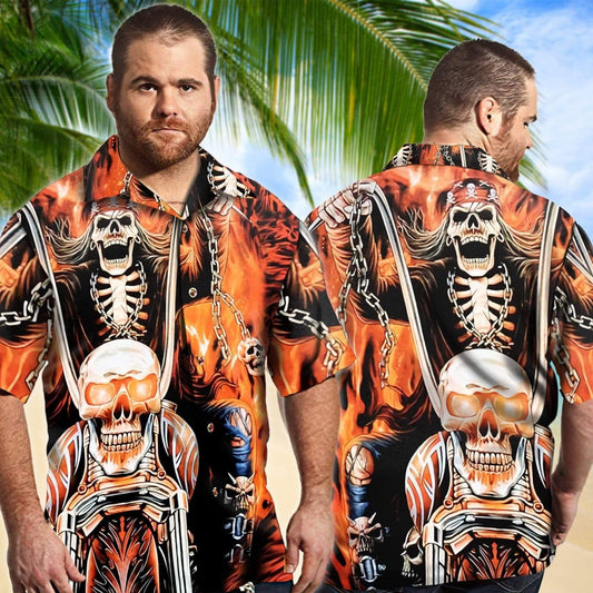 Skull Gangster Biker Ride Or Die Motorcycles Racing Hawaiian Shirt, Hawaiian Shirt Gift, Christmas Gift