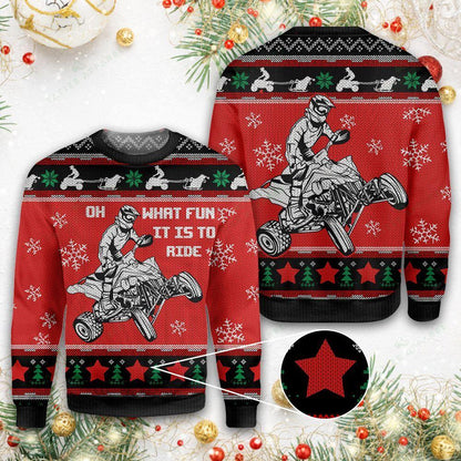 Christmas Four Wheel oh What Fun It Is To Ride Ugly Christmas Sweater, Christmas Ugly Sweater,Christmas Gift,Gift Christmas 2022