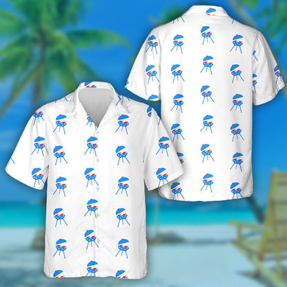 Barbecue For Independence Day Of America On White Background Hawaiian Shirt, Hawaiian Shirt Gift, Christmas Gift