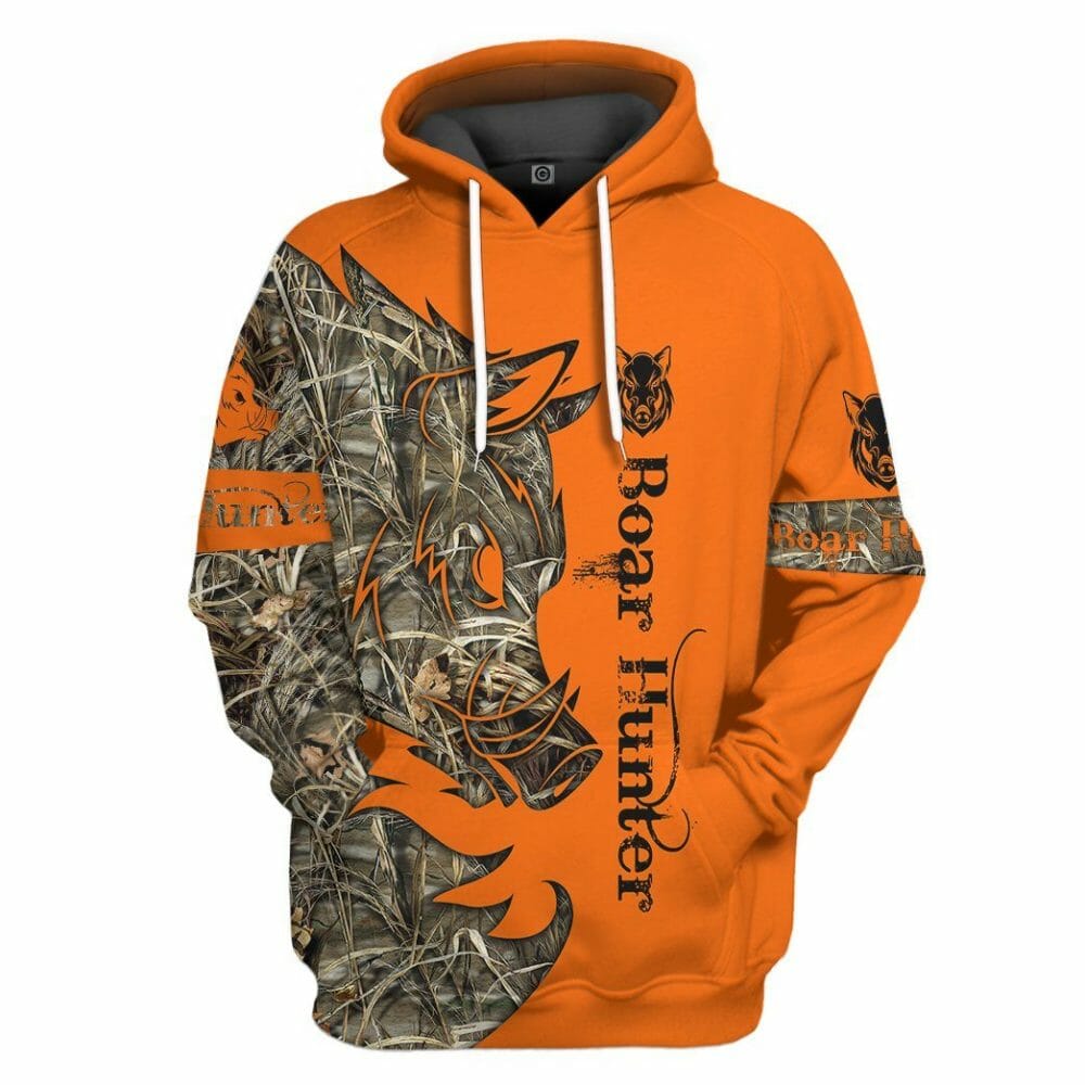 3D Orange Boar Hunter Custom Tshirt Hoodie Apparel