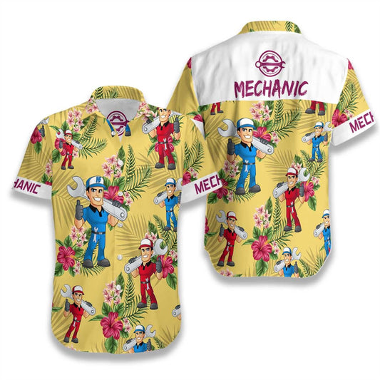 Mechanic Ez15 1708 Hawaiian Aloha Shirt Hawaiian Shorts Beach Short Sleeve, Hawaiian Shirt Gift, Christmas Gift