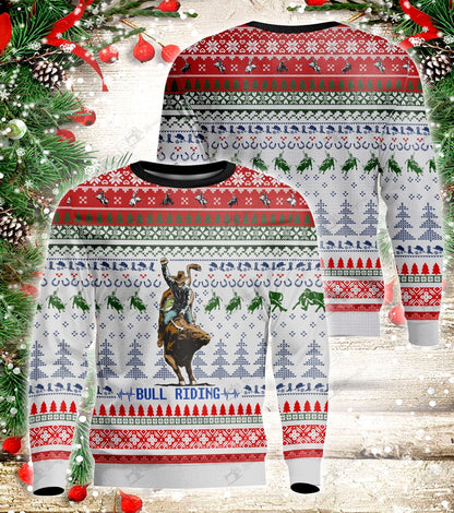 Bull Riding Ugly Christmas Sweater, Christmas Ugly Sweater,Christmas Gift,Gift Christmas 2022