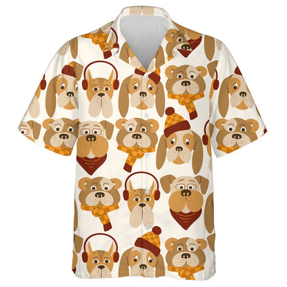 Cute Cartoon Dogs With Autumn Clothes Isolated Background Hawaiian Shirt, Hawaiian Shirt Gift, Christmas Gift