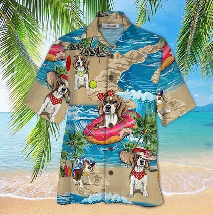 Chilling Summer Time Beagle On The Beach Design Hawaiian Shirt, Hawaiian Shirt Gift, Christmas Gift