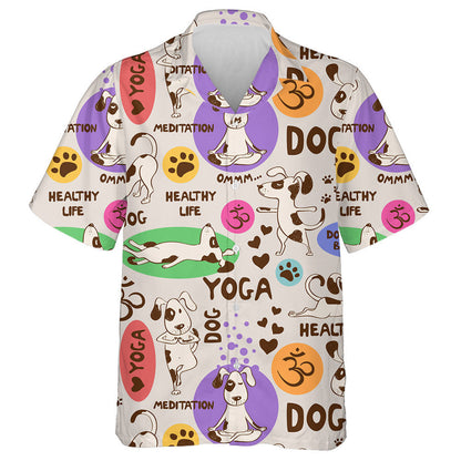 Cartoon Dogs As Yoga Positions Healthy Lifestyle Concept Hawaiian Shirt, Hawaiian Shirt Gift, Christmas Gift