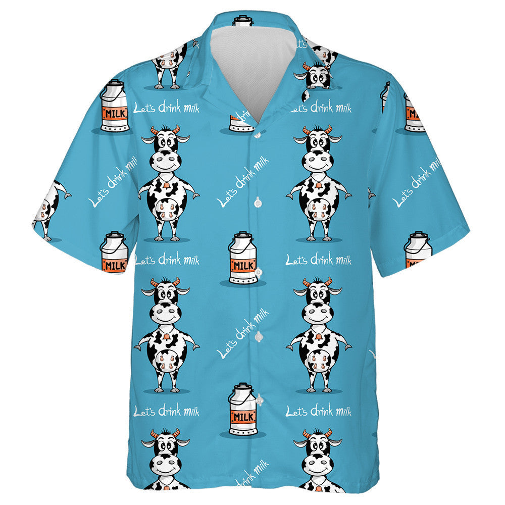 Little Cows And Leaves On Green Hawaiian Shirt, Hawaiian For Gift