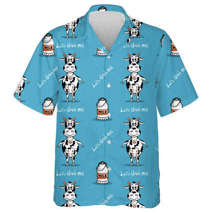 Little Cows And Leaves On Green Hawaiian Shirt, Hawaiian For Gift