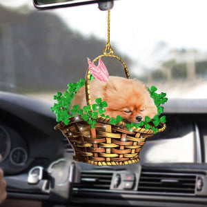 Pomeranian Sleeping Lucky Fairy Two Sided Car Ornament, Cool Dog Ornaments, Christmas Decoration